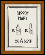 Bloody Mary and its ingredients (vodka, tabasco, blood) in Cube Escape: Theatre.