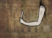 The Hand holding the Knife in Cube Escape: The Cave.