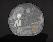 Frank in the crystal ball in Rusty Lake: Roots.