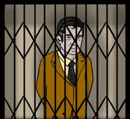 Dale in the elevator in Rusty Lake Hotel.