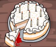 Blood in the cake slice in Cube Escape: Birthday.