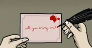 Mary's blood on James's love letter to her in Rusty Lake: Roots.