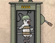 The Young Bird coughing up blackberries in Rusty Lake Hotel.