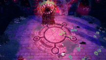 Leshy leaps out of the ground and dives back in where the Lamb is.