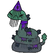 Flinky - A rattlesnake in a purple hat. They are the third hardest opponent. Their bet cap is 15 gold. Gives the Mithridatism tarot upon defeat.