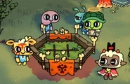 The Lamb and their followers at the Knucklebones Table.