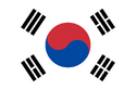 Centered taegeuk on a white rectangle inclusive of four black trigrams