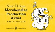 Mugman's head in the Now Hiring: Merchandise Production Artist Apply Within