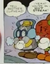 Canteenwinter.jpg (40 KB) Canteen in blue earmuffs and glasses saying "Tell another Cuphead!"