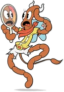 Cowgirlshock.png (102 KB) Esther, having been cooked into sausages, gets shocked as she looks into her mirror