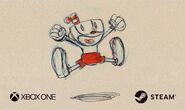 Cuphead in an Xbox One and Steam advertisement