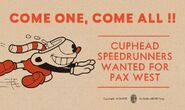 Cuphead in the Cuphead Spedrunners advertisement