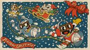 Cuphead in the 2020 Christmas artwork