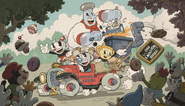 Ms Chalice in an artwork celebrating one million copies of Cuphead DLC sold