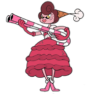 Bon Bon holding her candy cane shotgun