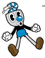 Mugman receiving a Super Art from The Legendary Chalice