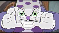 King Dice bearing down on Cuphead