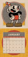 Cuphead in the January page of the Cuphead 2020 Wall Calendar