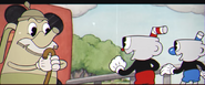 Elder Kettle reunited with Cuphead and Mugman