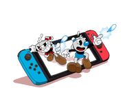 Cuphead and Mugman on the Nintendo Switch.