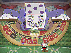 208832 - safe, artist:_lowpoly, artist:inkybuttz, collaboration, king dice  (cuphead), the devil (cuphead), demon, fictional species, humanoid,  cuphead, 2d, blushing, cigar, group, male, male/male, males only, self  paradox, simple background, white