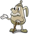 Elder Kettle com sua mão estendida (no jogo, segurando uma poção).