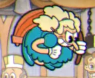 Sally Stageplay girando no ar.