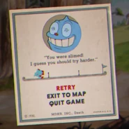 Uma carta de morte do Goopy em uma das demonstrações do jogo.