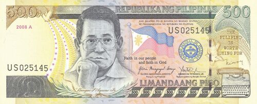 Philippines BSP 500 pesos 2008A.00.00 B1049j P196 US 025145 f-1536x627