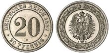 20 Pfennig 1887 E, mit Stern, mcsearch