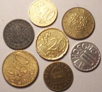 Euro and schilling coins