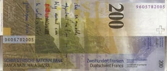 Switzerland 200 CHF rev