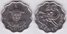 Swaziland 20 cents 1986