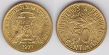 A 50 cêntimo coin from 1977.
