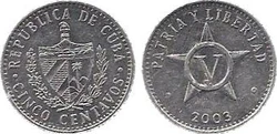 Cuba 5 centavos coin 2003