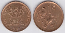 South Africa 1 cent 1987