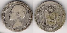 Spain 1 peseta 1876