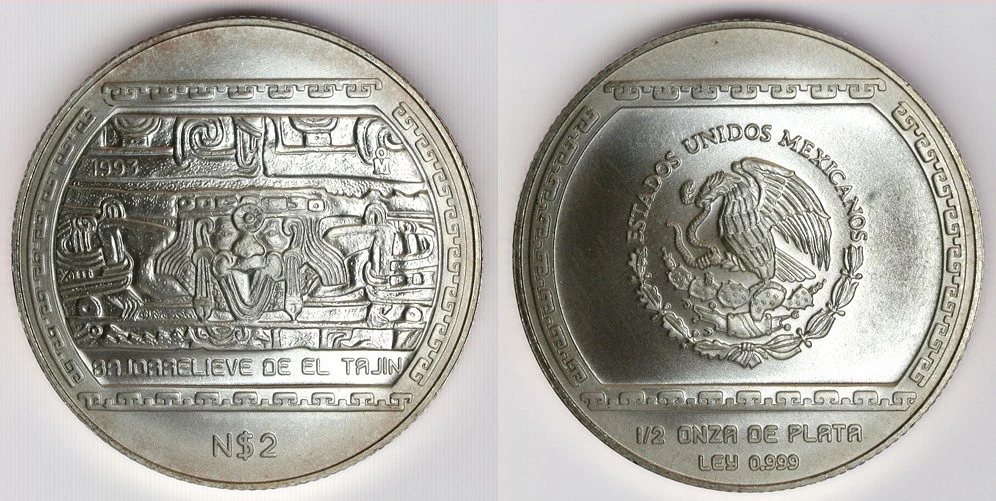 Mexico coin 1996 10 peso 5 OZ Mexican coin Free Stock Photos