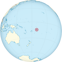 American Samoa on the globe (Polynesia centered)