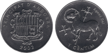 Andorra 1 centim 2002 Agnus Dei