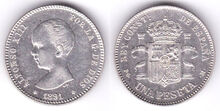 Spain 1 peseta 1891