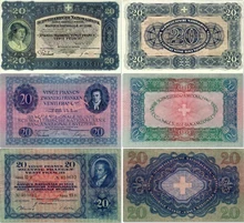 The notes of series three. Only the bottom note was issued.