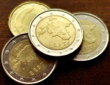 A pile of Estonian euros.