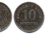 German 10 pfennig coin (1873-1922)