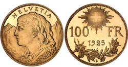 100 CHF Vreneli 1925