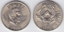 Zambia 6 pence 1966