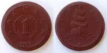 A porcelain notgeld coin.