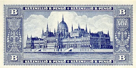 100兆・100TRILLIONペンゴ・SZAZAMILLIO MILPENGO HUNGARY 100 MILLION Szazmillio B-PENGO (100 Quintillion