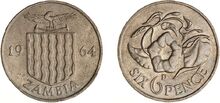 Zambia 6 pence 1964 VM