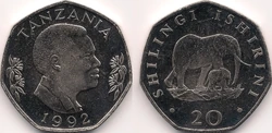 Tanzania 20 shillings 1992